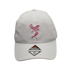 Pukka Ultra Fit White Baseball Cap Pink Embroidery UPF 30 Moisture Wicking